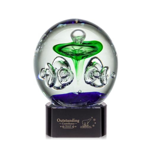 Recognition Awards - Glass Awards - Art Glass Awards - Aquarius Award on Paragon Base - Black