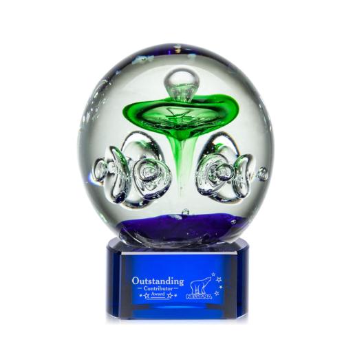 Recognition Awards - Glass Awards - Art Glass Awards - Aquarius Award on Paragon Base - Blue