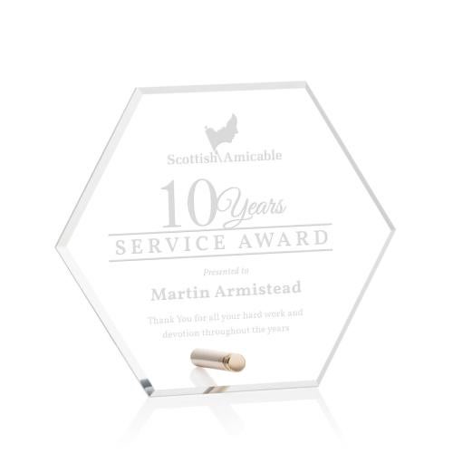 Recognition Awards - Acrylic Awards - Polaris Hexagon Award - Gold