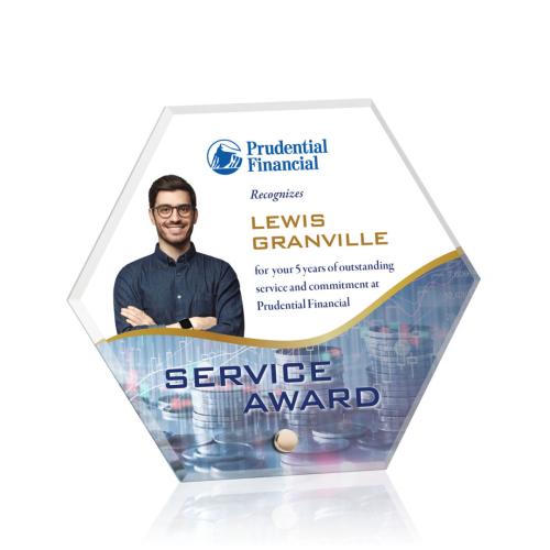 Recognition Awards - Acrylic Awards - Polaris Hexagon VividPrint&trade; Award - Gold