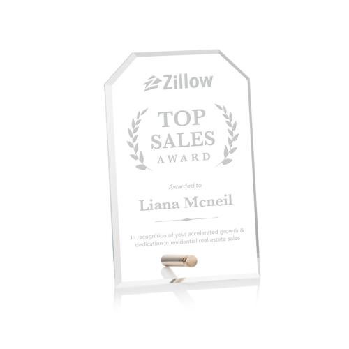 Recognition Awards - Acrylic Awards - Polaris Clipped Rectangle Award - Gold