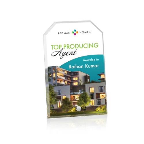 Recognition Awards - Acrylic Awards - Polaris Clipped Rectangle VividPrint™ Award - Silver