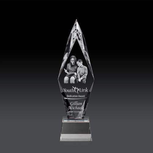 Recognition Awards - Crystal Awards - Manilow Award on Robson Base (3D) - Clear
