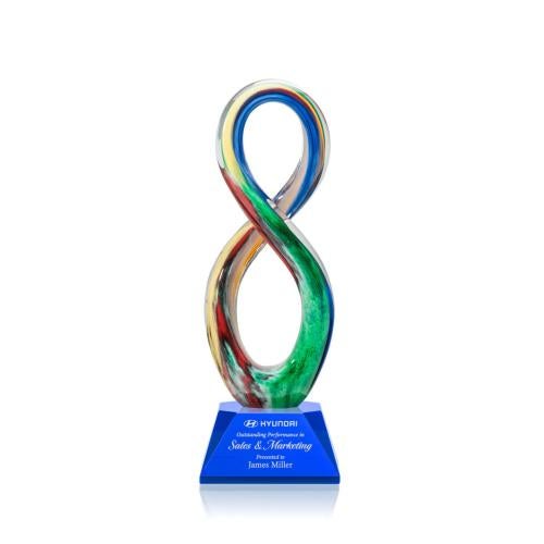 Recognition Awards - Glass Awards - Art Glass Awards - Duarte Award on Sheffield Base - Blue