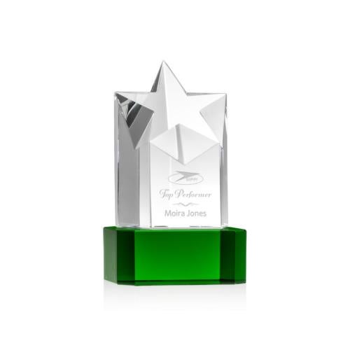 Recognition Awards - Crystal Awards - Berkeley Star on Padova Base - Green
