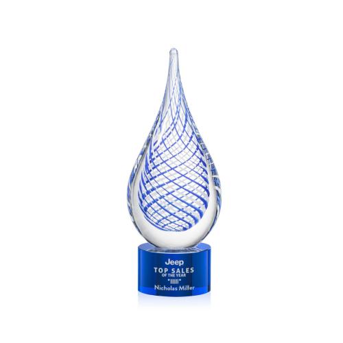 Recognition Awards - Glass Awards - Art Glass Awards - Kentwood Award on Marvel Base - Blue