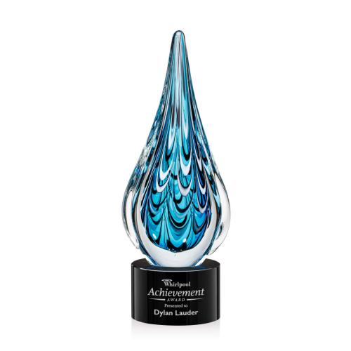 Recognition Awards - Glass Awards - Art Glass Awards - Worchester Award on Marvel Base - Black