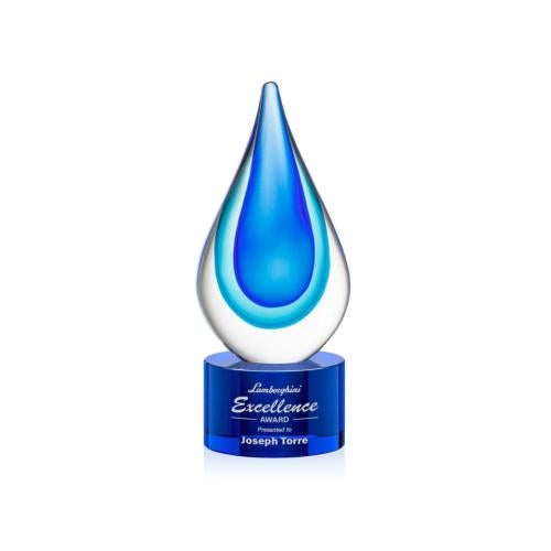 Recognition Awards - Glass Awards - Art Glass Awards - Marseille on Marvel Base - Blue