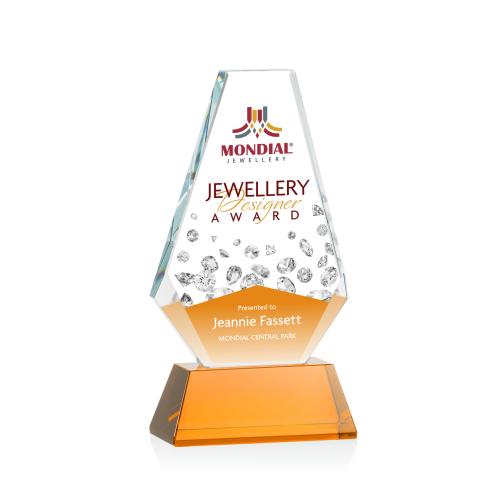 Recognition Awards - Crystal Awards - Kingsley VividPrint&trade; Award on Newhaven Base - Amber