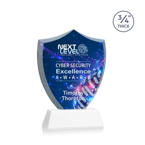 Recognition Awards - Crystal Awards - Scudo Shield VividPrint&trade; Award on Newhaven - White