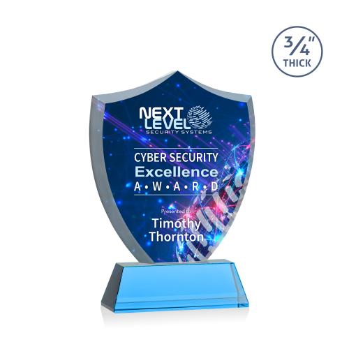 Recognition Awards - Crystal Awards - Scudo Shield VividPrint&trade; Award on Newhaven - Sky Blue