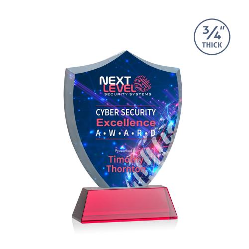 Recognition Awards - Crystal Awards - Scudo Shield VividPrint&trade; Award on Newhaven - Red