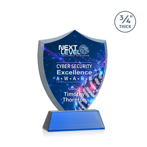 Recognition Awards - Crystal Awards - Scudo Shield VividPrint&trade; Award on Newhaven - Blue