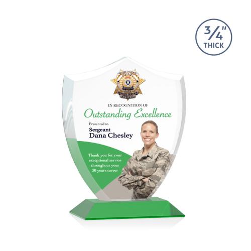 Recognition Awards - Crystal Awards - Scudo Shield VividPrint™ Award - Green