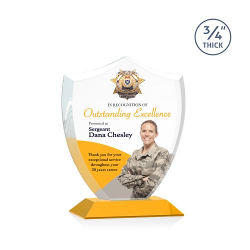 Recognition Awards - Crystal Awards - Scudo Shield VividPrint™ Award - Amber
