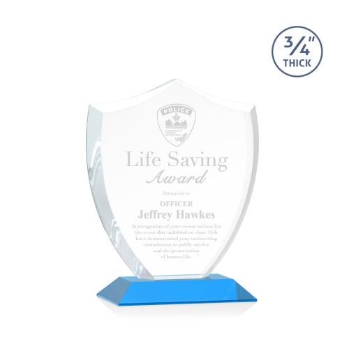 Recognition Awards - Crystal Awards - Scudo Shield Award - Sky Blue