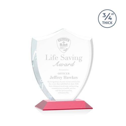Recognition Awards - Crystal Awards - Scudo Shield Award - Red