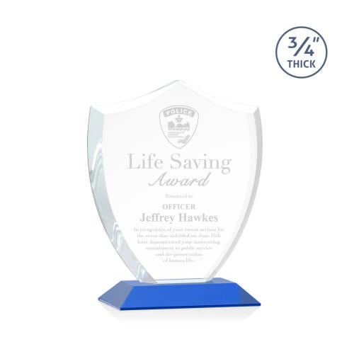 Recognition Awards - Crystal Awards - Scudo Shield Award - Blue