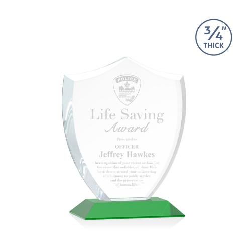 Recognition Awards - Crystal Awards - Scudo Shield Award - Green