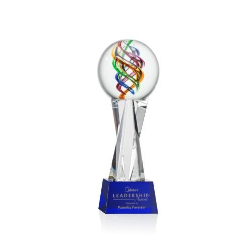 Recognition Awards - Glass Awards - Art Glass Awards - Galileo Award on Grafton Base - Blue