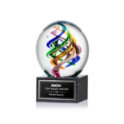 Recognition Awards - Glass Awards - Art Glass Awards - Galileo Award on Square Marble Base