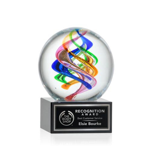 Recognition Awards - Glass Awards - Art Glass Awards - Galileo Award on Hancock Base - Black