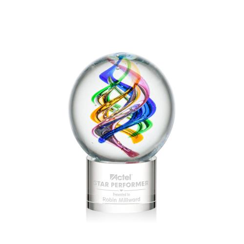 Recognition Awards - Glass Awards - Art Glass Awards - Galileo Award on Marvel Base - Clear