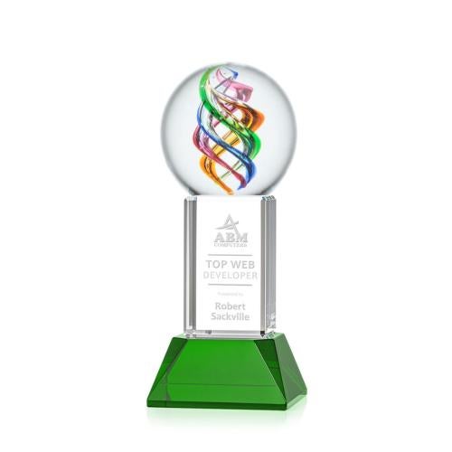 Recognition Awards - Glass Awards - Art Glass Awards - Galileo Award on Stowe Base - Green
