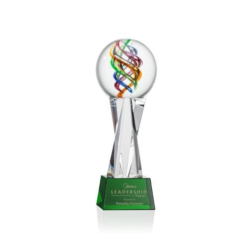 Recognition Awards - Glass Awards - Art Glass Awards - Galileo Award on Grafton Base - Green