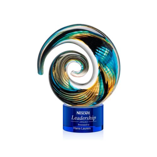 Recognition Awards - Glass Awards - Art Glass Awards - Nazare Award on Marvel - Blue