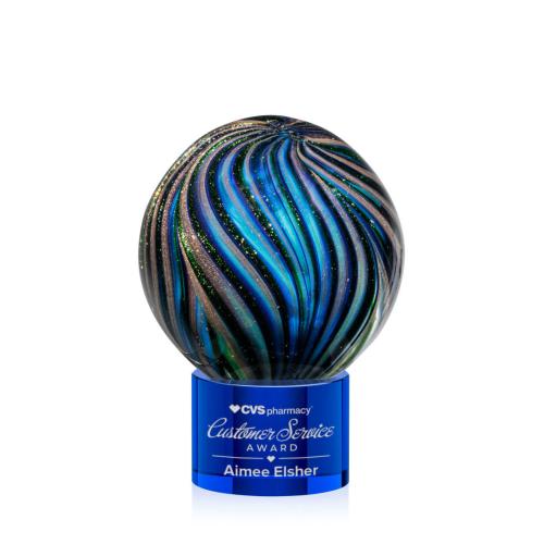 Recognition Awards - Glass Awards - Art Glass Awards - Malton Award on Marvel Base - Blue