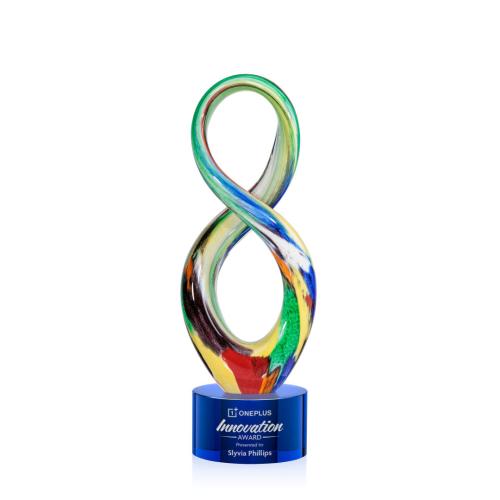 Recognition Awards - Glass Awards - Art Glass Awards - Duarte Award on Marvel Base - Blue
