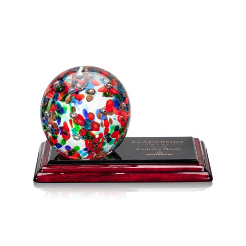 Recognition Awards - Glass Awards - Art Glass Awards - Fantasia Award on Rosewood Base