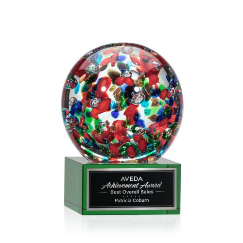 Recognition Awards - Crystal Awards - Fantasia Award on Hancock Base - Green