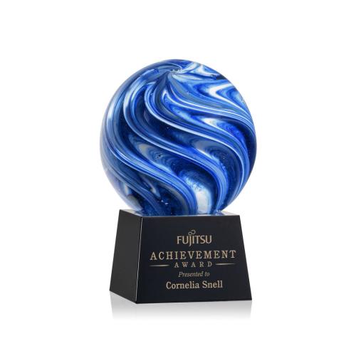Recognition Awards - Glass Awards - Art Glass Awards - Naples Award on Robson Base - Black