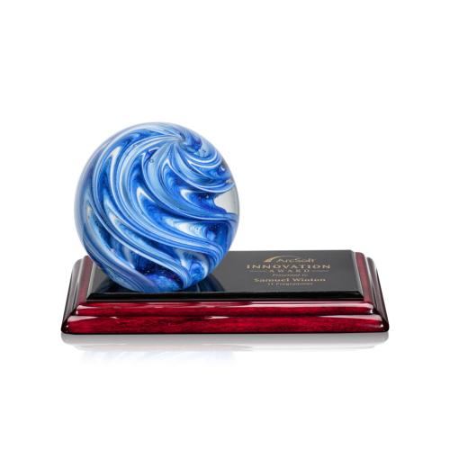 Recognition Awards - Glass Awards - Art Glass Awards - Naples Award on Rosewood Base