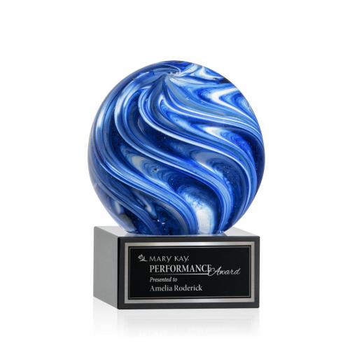 Recognition Awards - Glass Awards - Art Glass Awards - Naples Award on Hancock Base - Black