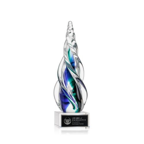Recognition Awards - Glass Awards - Art Glass Awards - Alderon on Hancock Base - Clear