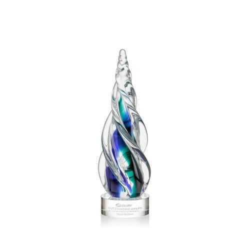 Recognition Awards - Glass Awards - Art Glass Awards - Alderon on Stanrich Base - Clear