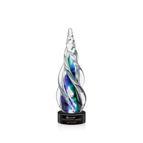 Recognition Awards - Glass Awards - Art Glass Awards - Alderon on Stanrich Base - Black