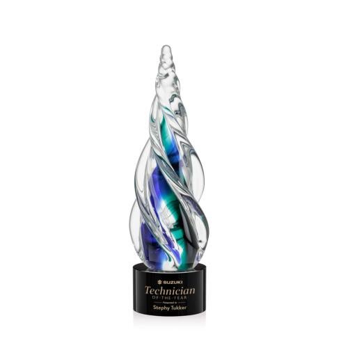 Recognition Awards - Glass Awards - Art Glass Awards - Alderon on Marvel Base - Black
