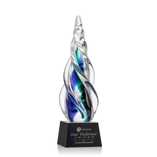 Recognition Awards - Glass Awards - Art Glass Awards - Alderon on Robson Base - Black