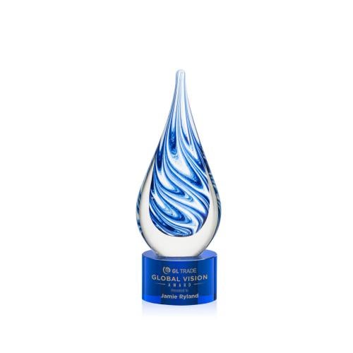 Recognition Awards - Glass Awards - Art Glass Awards - Marlin on Marvel Base - Blue
