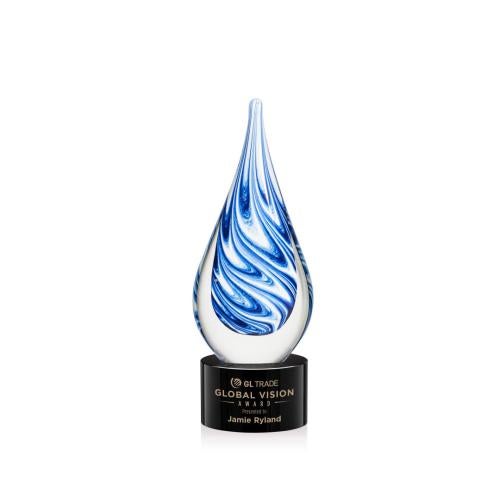 Recognition Awards - Glass Awards - Art Glass Awards - Marlin on Marvel Base - Black