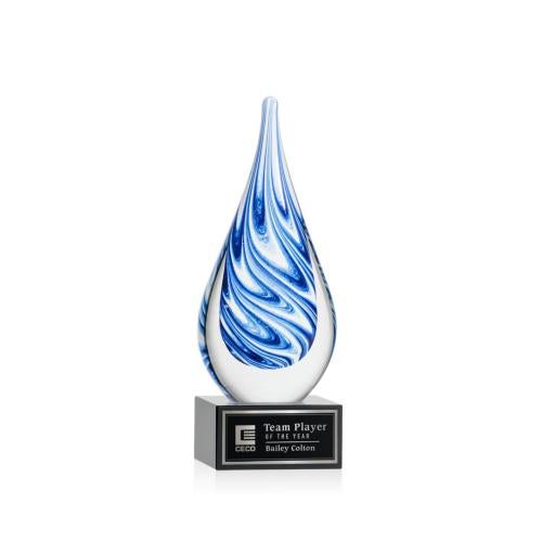 Recognition Awards - Glass Awards - Art Glass Awards - Marlin on Hancock Base - Black