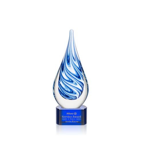 Recognition Awards - Glass Awards - Art Glass Awards - Marlin on Paragon Base - Blue