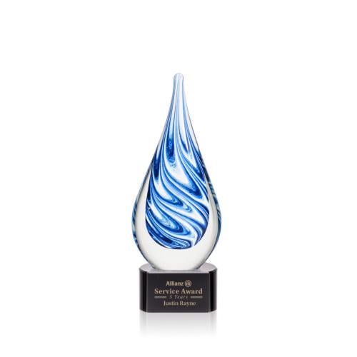 Recognition Awards - Glass Awards - Art Glass Awards - Marlin on Paragon Base - Black