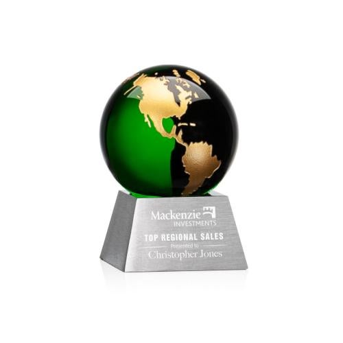 Recognition Awards - Crystal Awards - Ryegate Globe Award - Green/Gold