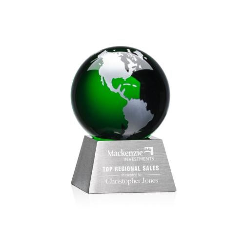 Recognition Awards - Crystal Awards - Ryegate Globe Award - Green/Silver