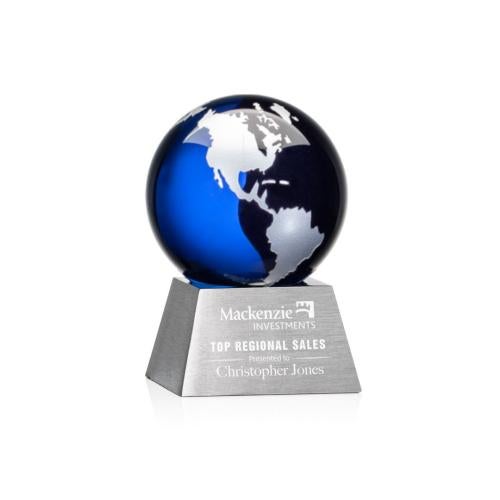 Recognition Awards - Crystal Awards - Ryegate Globe Award - Blue/Silver